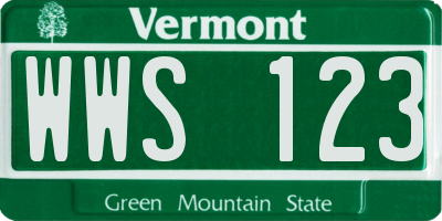 VT license plate WWS123