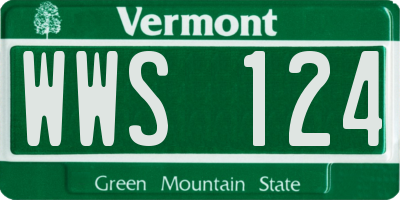 VT license plate WWS124