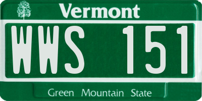 VT license plate WWS151