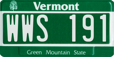 VT license plate WWS191