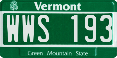 VT license plate WWS193