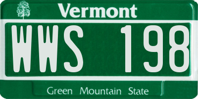 VT license plate WWS198