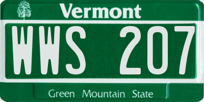 VT license plate WWS207
