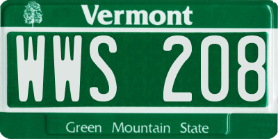 VT license plate WWS208