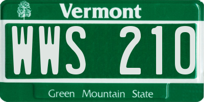 VT license plate WWS210