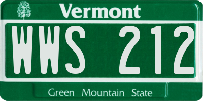 VT license plate WWS212