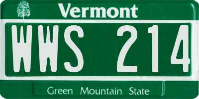 VT license plate WWS214