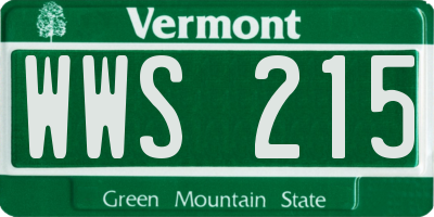 VT license plate WWS215