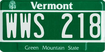 VT license plate WWS218