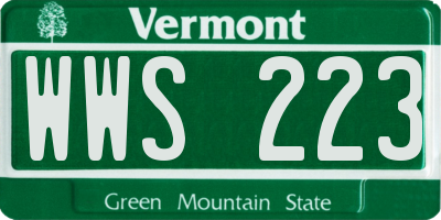 VT license plate WWS223