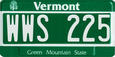 VT license plate WWS225