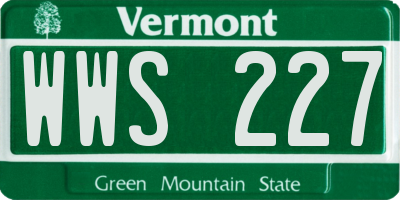 VT license plate WWS227
