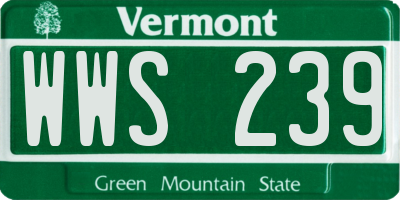 VT license plate WWS239