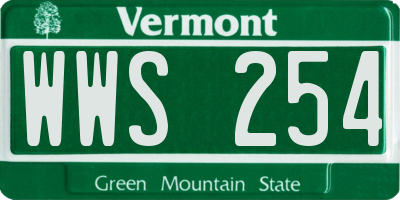VT license plate WWS254