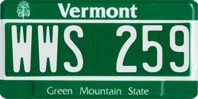 VT license plate WWS259