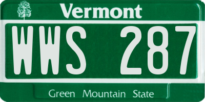 VT license plate WWS287