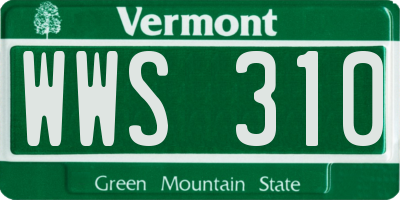 VT license plate WWS310
