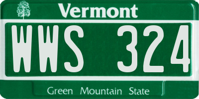 VT license plate WWS324