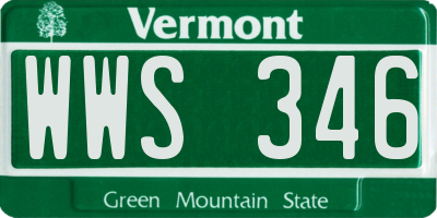VT license plate WWS346