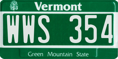 VT license plate WWS354