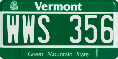 VT license plate WWS356