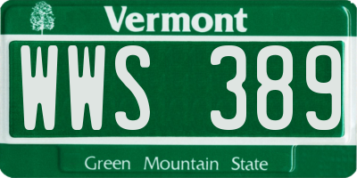 VT license plate WWS389