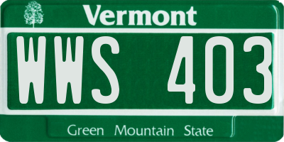VT license plate WWS403