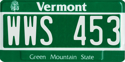 VT license plate WWS453