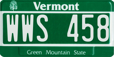 VT license plate WWS458