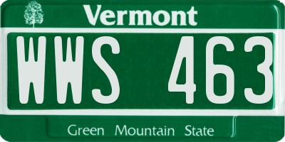 VT license plate WWS463