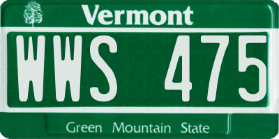 VT license plate WWS475