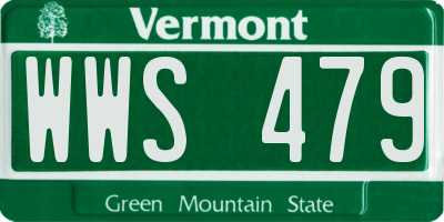 VT license plate WWS479