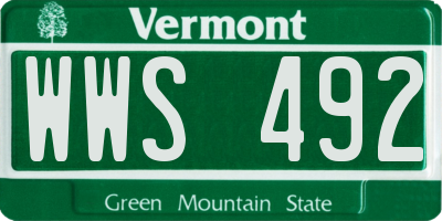 VT license plate WWS492
