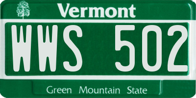 VT license plate WWS502