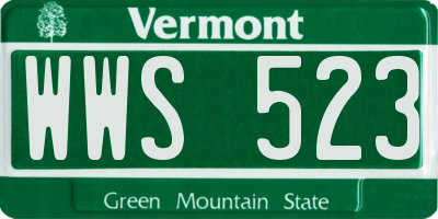 VT license plate WWS523