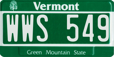 VT license plate WWS549