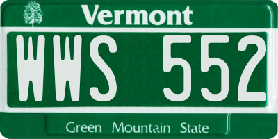 VT license plate WWS552