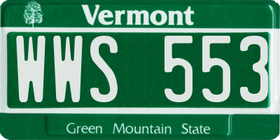 VT license plate WWS553
