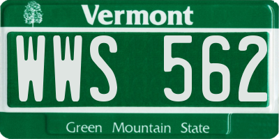 VT license plate WWS562