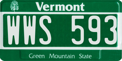 VT license plate WWS593