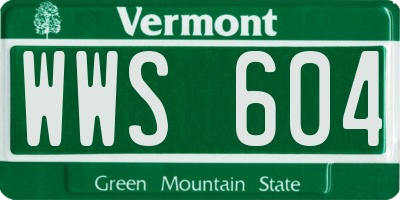 VT license plate WWS604