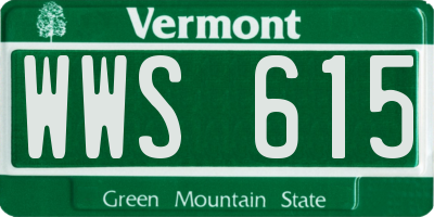 VT license plate WWS615