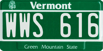 VT license plate WWS616