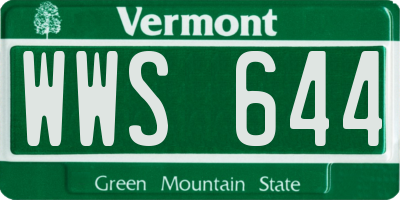 VT license plate WWS644