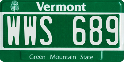 VT license plate WWS689