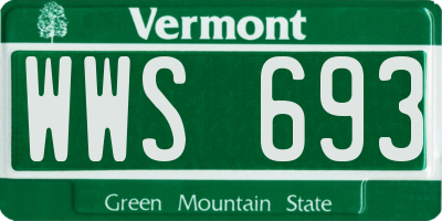 VT license plate WWS693