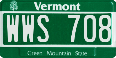 VT license plate WWS708