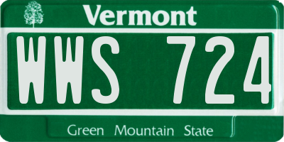 VT license plate WWS724