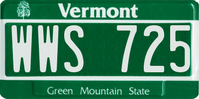 VT license plate WWS725