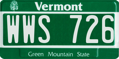 VT license plate WWS726